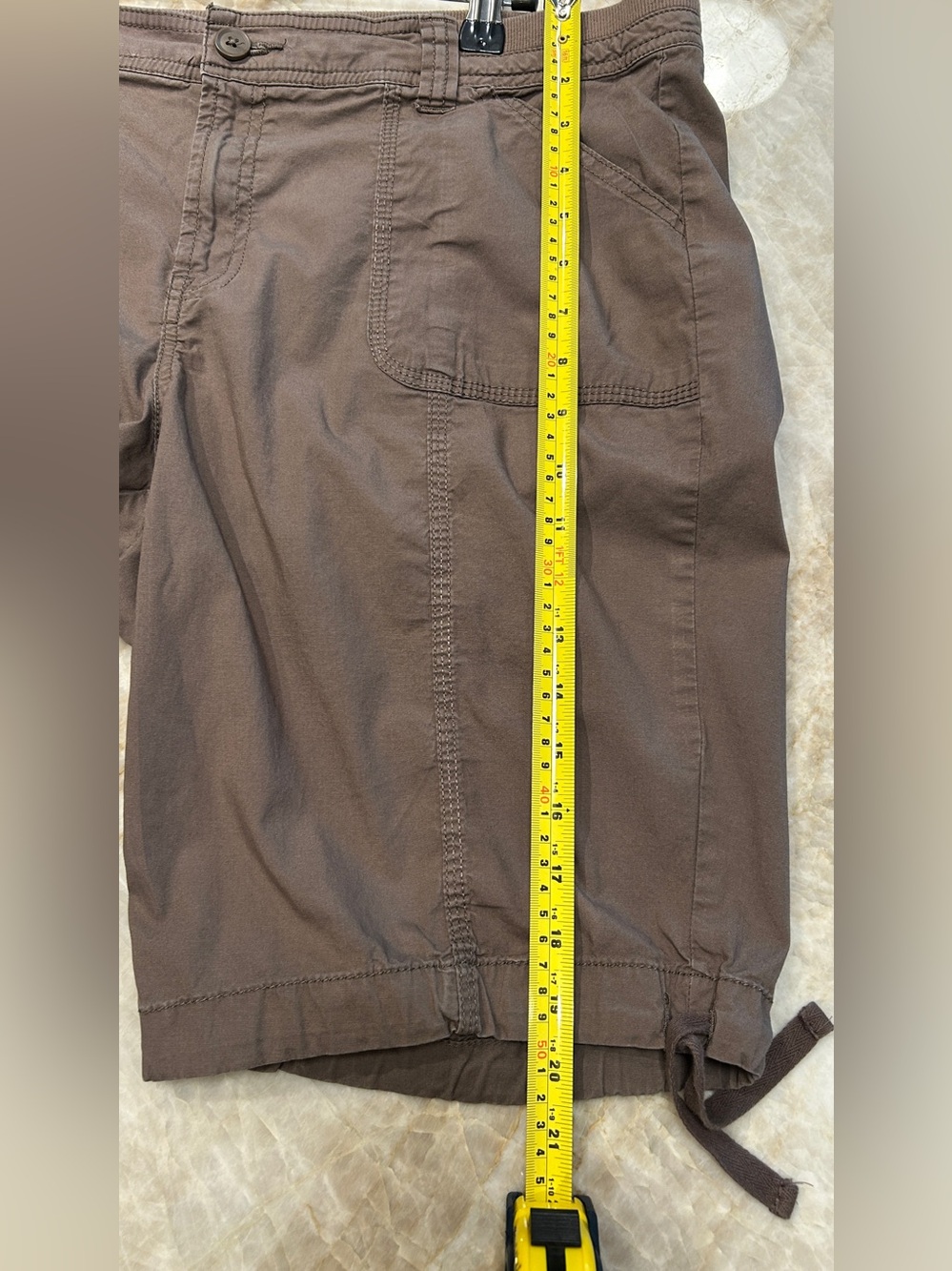 St. John's Bay Cotton Blend Cargo Shorts Brown Drawstring Hem Size 14 EUC - Picture 6 of 7